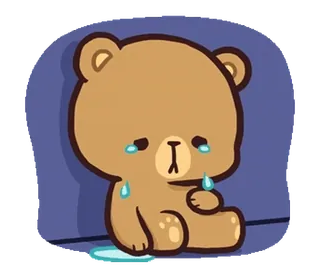 😢 หมี, เศร้า, ร้องไห้, น่ารัก, การ์ตูน telegram sticker