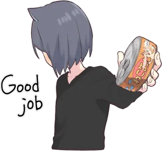 👍 Good job anime, cat ears, encouragement, positive, reward whatsapp sticker