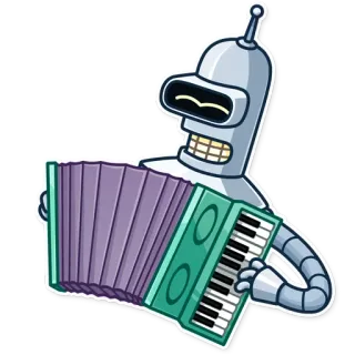 😁 Bender Futurama мультфильм, робот, аккордеон, Бендер, Футурама, комедия whatsapp sticker