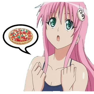 🍕 Lala Satalin Deviluke To Love Ru anime, cartoon, food, pizza, girl telegram sticker