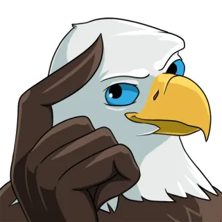 🤔 aigle, pensif, dessin animé, oiseau, animal, curieux, interrogatif telegram sticker