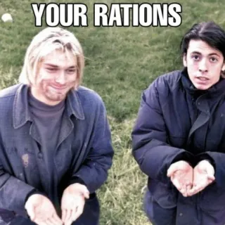 🤲 Kurt Cobain YOUR RATIONS kurt cobain, rações, comida, faminto, rock, música telegram sticker