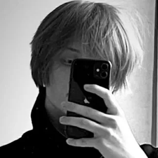 🖤 Selfie, Porträt, Person, Handy, Spiegel, Haare, Schwarzweiß telegram sticker