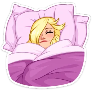 😴 dormir, lit, oreiller, couverture, dessin animé, femme whatsapp sticker