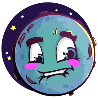 😬 luna, dibujos animados, planeta, espacio, lindo, kawaii whatsapp sticker