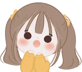 😲 mignon, fille, dessin animé, autocollant, kawaii, animé whatsapp sticker