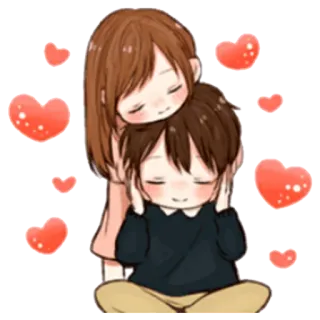 😊 amour, couple, mignon, coeurs, affection, animé, dessin animé telegram sticker