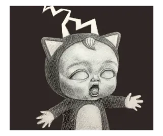 😨 bebê, desenho animado, assustador, ilustração, arte whatsapp sticker
