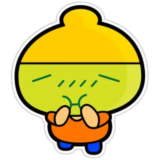 🤢 Dessin animé, Mignon, Personnage, Vert, Jaune, Kawaii telegram sticker