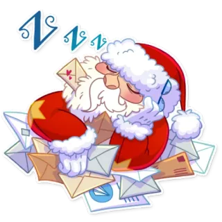 😴 Santa Claus Zzz Santa Claus, Navidad, dormir, cartas, fiesta, cansado telegram sticker