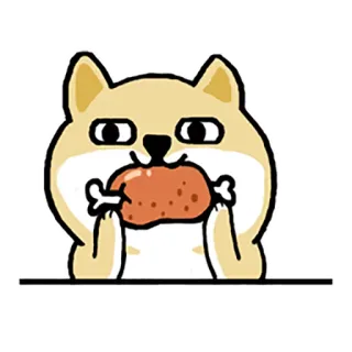 🍖 狗, 动物, 可爱, 食物, 卡通, 吃 whatsapp sticker