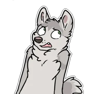 😒 hond, wolf, dier, cartoon, uitdrukking telegram sticker