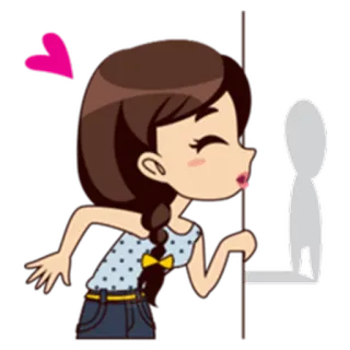 👀 Kuss, Cartoon, Mädchen, Liebe, Herz, Romantik, Zuneigung telegram sticker