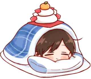 🎭 Anime, Carino, Dormire, Coperta, Cartone animato, Inverno, Kawaii telegram sticker
