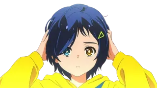 🙂 Ai Ohto Wonder Egg Priority Anime, Mädchen, niedlich, blaue Haare, Charakter telegram sticker