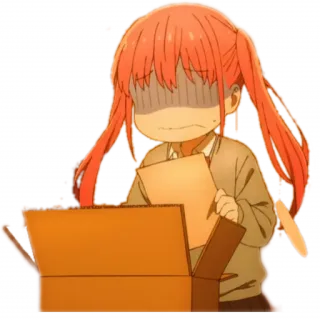 😨 anime, garota, caixa, nervoso/a, fofo/a telegram sticker