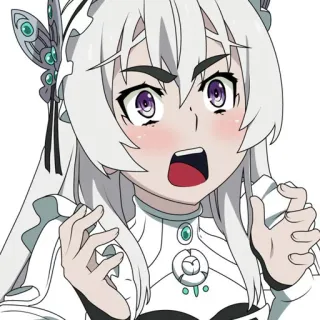 😱 anime, cartoon, girl, surprised, white hair, female telegram sticker