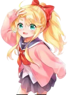 ❤️ Anime, Chica, Linda, Uniforme escolar, Dibujos animados, Ilustración telegram sticker