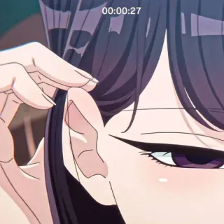🖤 anime, oreja, chica, komi, primer plano telegram sticker