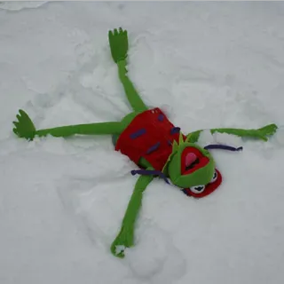 ❄️ Kermit The Muppets 커밋, 머펫, 눈, 눈 천사, 장난감 telegram sticker