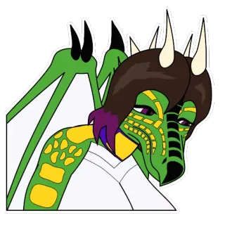 😢 dragon, cartoon, sticker, fantasy, green, yellow, reptile telegram sticker