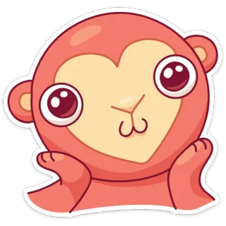 😊 małpa, słodki, zwierzę, kreskówka, naklejka, serce, miłość, kawaii whatsapp sticker