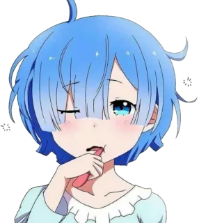 🌻 애니메이션, 파란 머리, 칫솔, 귀여운, 카와이, 아이, 만화 telegram sticker