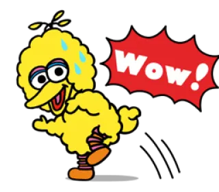 😲 Big Bird Sesame Street Wow! Cartoon, Bibo, Sesamstraße, Schockiert, Ausruf, Vogel, Gelb whatsapp sticker