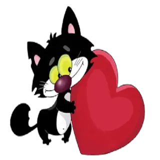 😍 кот, сердце, любовь, мультфильм, милый, животное, наклейка telegram sticker