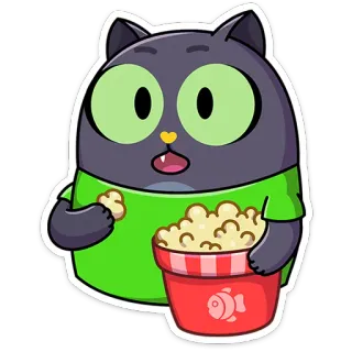 🍿 cat, cartoon, popcorn, cute, animal, food, snack telegram sticker