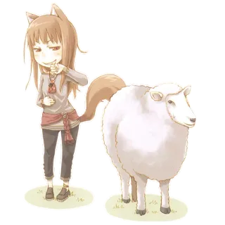 🍖 Holo Spice and Wolf Аниме, Волк, Овца, Чиби, Милый, Персонаж, Holo telegram sticker