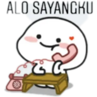 ☎️ ALO SAYANGKU cartoon, love, telephone, heart, cute, sayangku telegram sticker