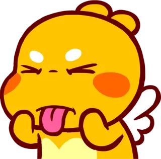 😝 การ์ตูน, สีเหลือง, ตัวละคร, น่ารัก, หน้า, ลิ้น telegram sticker