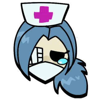 🥲 verpleegkundige, cartoon, masker, ziekenhuis, medisch telegram sticker