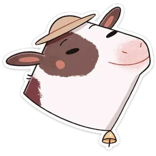 ☺️ 牛, 動物, 農場, かわいい, 帽子, ベル, 漫画 telegram sticker