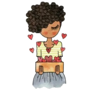 ❣ cartone animato, ragazza, cuori, amore, carino, illustrazione, disegno telegram sticker