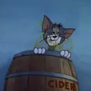 🤤 Tom Cat Tom and Jerry CIDER cat, cartoon, cider, barrel, drunk telegram sticker