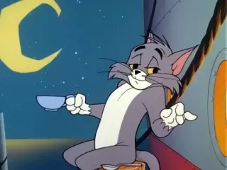 🧐 Tom Cat Tom and Jerry кот, мультфильм, том и джерри, пьющий, кружка, анимированный whatsapp sticker
