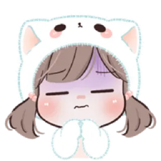 😓 carino, ragazza, cartone animato, adesivo, kawaii, espressione, triste, preoccupata whatsapp sticker