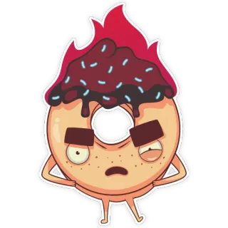 😡 donat, makanan, dessert, kartun, karakter, berapi-api, berglasir telegram sticker