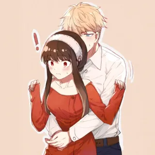 ❤️ Loid Forger, Yor Forger Spy x Family Anime, Paar, verlegen, Umarmung, Spy x Family, Fanart telegram sticker