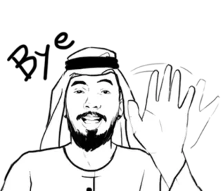 👋 man, arab, middle eastern, waving, portrait, cartoon telegram sticker