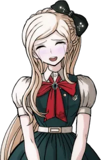 😂 Sonia Nevermind Danganronpa аниме, персонаж, девушка, блондинка, улыбка, плачет, грустный telegram sticker