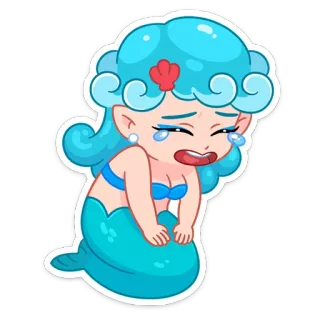 😂 putri duyung, menangis, sedih, kartun, imut, emosional, biru telegram sticker