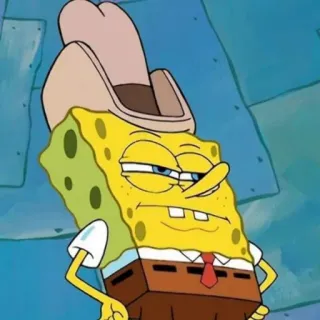🤠 Spongebob สปอนจ์บ็อบ, การ์ตูน, คาวบอย, หมวก, นิคเคิลโอเดียน telegram sticker