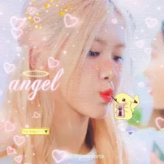 🌸 angel angelo, carino, cuori, brillantini, rosa, kawaii whatsapp sticker