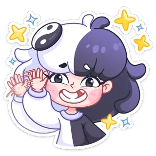 👋 Cartone animato, Carino, Personaggio, Brillantini, Ragazza telegram sticker