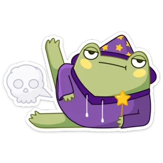 🐖 rana, mago, magia, teschio, cartone animato, carino, divertente telegram sticker
