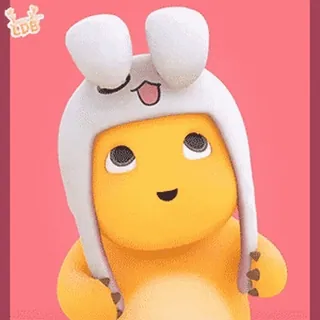 😊 Cartone animato, Carino, Animale, Cappello, Giallo, Felice whatsapp sticker