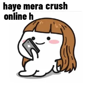 😍 haye mera crush online h naksir, online, telepon, kartun, cinta, imut telegram sticker